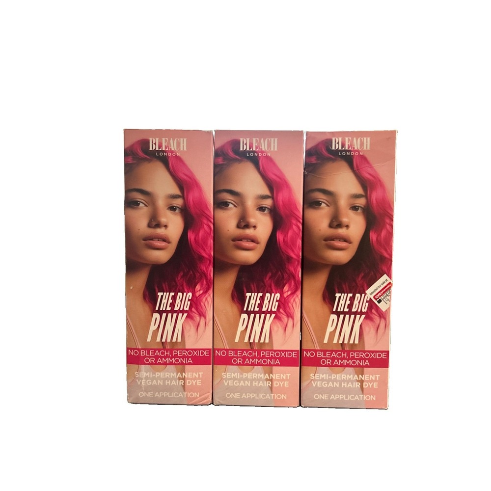 Bleach London BIG PINK Semi-Permanent Vegan Hair Dye ☆LOT OF THREE☆